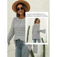 thumbnail image 4 of STARVNC Women Crochet Cutout Crew Neck Long Sleeve Wavy Hem Top, 4 of 4