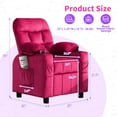 thumbnail image 3 of Wanan Kids Recliner Chair, Adjustable Velvet Lounge with Cup Holder, Footrest and Side Pockets, Pink, 3 of 8
