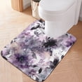 thumbnail image 3 of U-Shaped Toilet Mat Plush Bathroom Rug Mat Non Slip Bathroom Mats Light Purple and Black Floral, 3 of 5