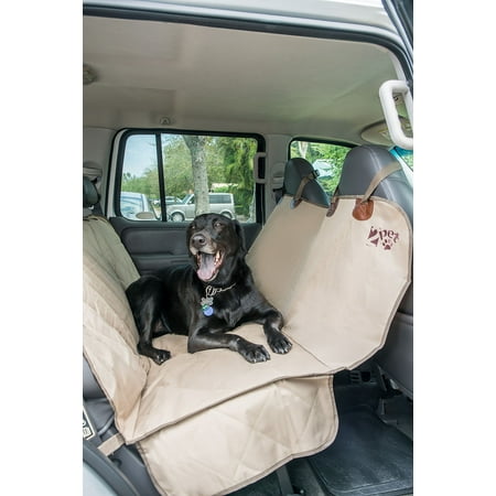Backseat Cover Quilted Deluxe by 2PET - Dog Seat Cover for Cars, Trucks and SUV - Secure Fit and Velcro Opening for Seatbelts - Waterproof, Protects from Dust, Hair, Dirt and Water - Black or (Best Way To Remove Dog Hair From Car Seats)