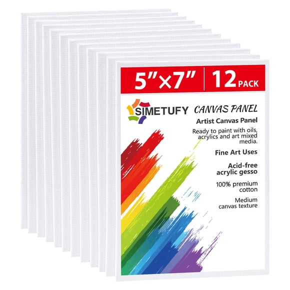Tableros de lona Simetufy de 5 x 7 pulgadas, paquete de 12 unidades para pintar niños