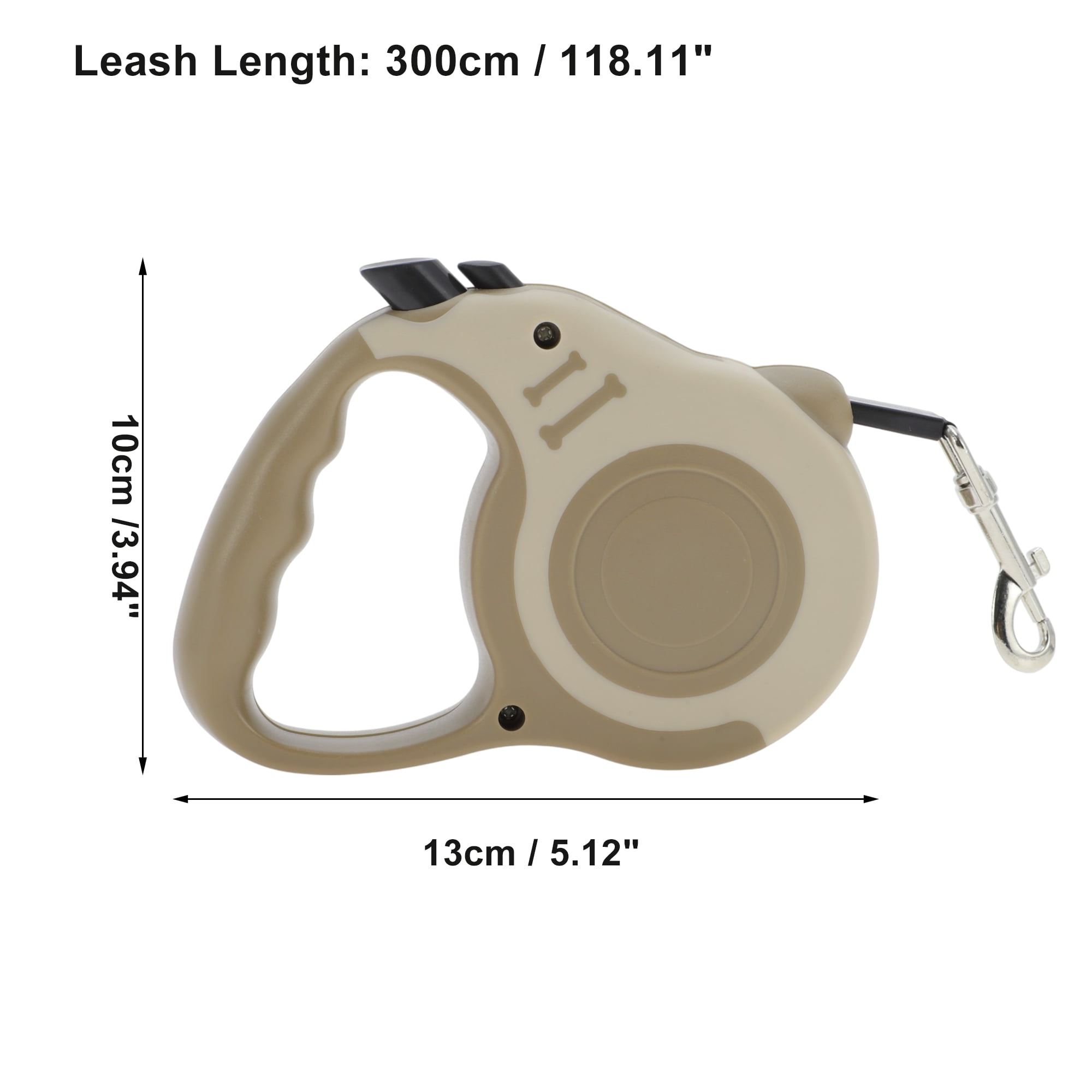 Unique Bargains Retractable Pet Leash Ergonomic Dog Leash with Handle Brown 118.11"