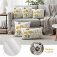 thumbnail image 6 of Spring Flower Pillow Covers 2 Pack White Yellow Floral Daisy Butterfly Flower Field Pillowcase Waterproof Outdoor Throw Pillow Cover for Patio Garden Square Cushion 18”x18”, 6 of 9