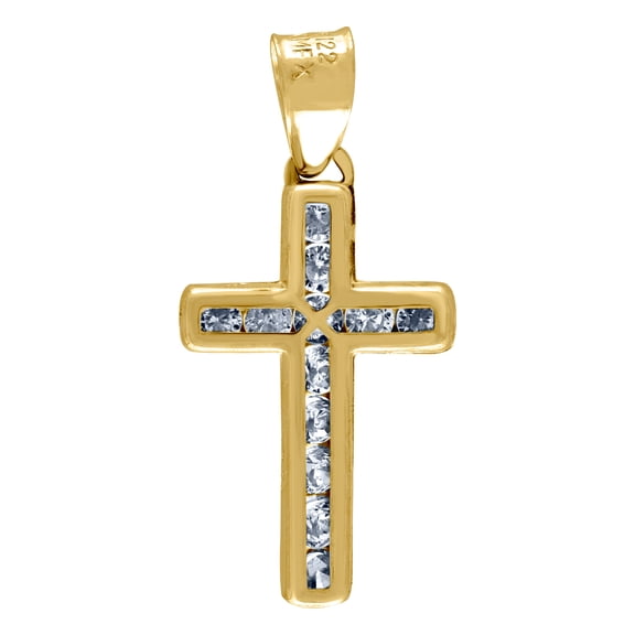 14k Yellow Gold Unisex Cubic Zirconia Cross Religious Charm Pendant Necklace 20x11.3mm Wide Pendant for Women