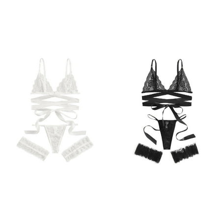 2-Pack Women Plus Size Lace Lingerie Leg Ring Bra Underwear Set Sleepwear Garters Belts Submissive Lingerie for Women plus Lace Lingerie for Women Lingerie for Women plus Size Lingerie for