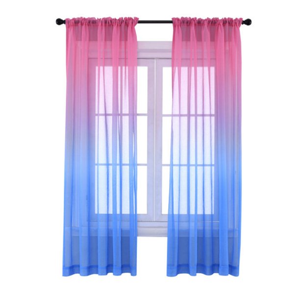 Promotion Clearance One Piece Gradient Curtains Balcony Light Transmitting Pole Bag Buttonhole Curtains Pink 160cm 132cm Walmart Com Walmart Com
