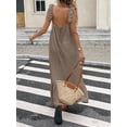 thumbnail image 7 of Brown Womens Sleeveless Ruffle Hem Maxi Dress With Open Back And Tie Detail, 7 of 7