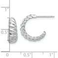 thumbnail image 4 of Sterling Silver Rhodium-Plated Scalloped Post Hoop Earrings (Width 14) (Length 15.25) - Jbsp, 4 of 5
