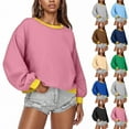 thumbnail image 2 of ShiShine Womens Sweatshirts Casual Oversized Pullover Tops Crewneck Long Sleeve Color Block Tunic Outfits, 2 of 5