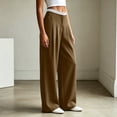 thumbnail image 4 of cocolona Womens Casual Patchwork Dress Pants Elastic Waist Straight Wide Leg Commute Yoga Pants with Pockets, 4 of 5