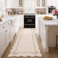thumbnail image 2 of GlowSol 2'x6' Scalloped Bow Border Area Rug, Modern Solid Washable Rug with Non Slip TPR Backing, Stain Resistant Low Pile Indoor Carpet Mat for Bedroom Hallway Nursery Decor, Beige, 2 of 7