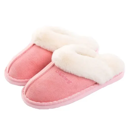 

Women‘s Home Shoes Indoor Slippers Winter Warm Fluffy Trim Slides