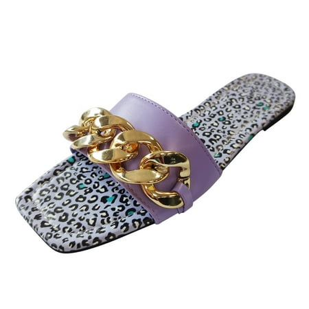 

Womens Sandals Women S Shoes Flat Bottomed Open Toed Leopard Slippers Flat Bottomed Sandals Flat Bottomed Slippers Women S Sandals Pu Purple 40