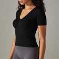 thumbnail image 7 of cfhntfmh Workout Tops for Women Slim Stretch V Neck Short Sleeve Basic T-Shirts Ribbed Solid Color Athletic Tees, 7 of 7