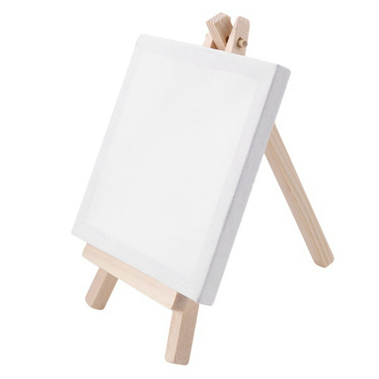 4 By 4 Inch Mini Canvas And 8*16cm Mini Wood Easel Set For Drawing School  Student Artist Supplies