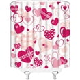 thumbnail image 3 of Valentine''s Day Shower Curtain Pink Heart Romantic Sweet Love Modern Creative Lover Couple Woman 70" WX70 H Bathroom Fabric Curtain with Hooks, 3 of 5