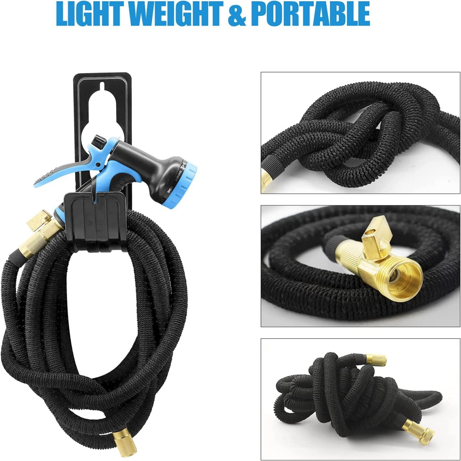 150ft Expandable Garden Hose Outdoor Light Duty Water Hose Black