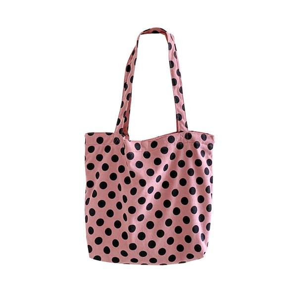 JennyShop Casual Large-Capacity Polka Dot Canvas Bag Women's New Versatile Corduroy Shoulder Bag Mori Commuter Tote Bag