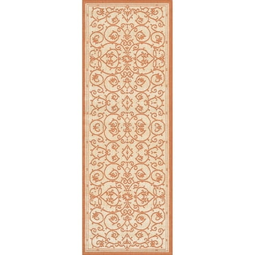 Couristan Recife Veranda Area Rug, 2'3" x 11'9" Runner, Natural-Terracotta
