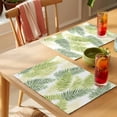 thumbnail image 4 of Sage Green Leaves Placemats Set of 8 Summer Botanical Palm Leaf Place Mats Indoor Wipeable Table Mats Washable Cloth Dining Table Placemats for Kitchen Holiday Party Home Decor 13x19 Inch, 4 of 9