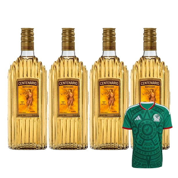 4 Tequila Gran Centenario Reposado 700 ml + Jersey Verde
