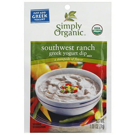 Simply Organic Southwest Ranch Greek Yogurt Dip Mix, 1 oz, (Pack of 12)