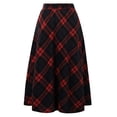 thumbnail image 6 of Womens Plaid Wool Blend Skirts Elastic Waist A-Line Pleated Long Skirts (Red L), 6 of 7