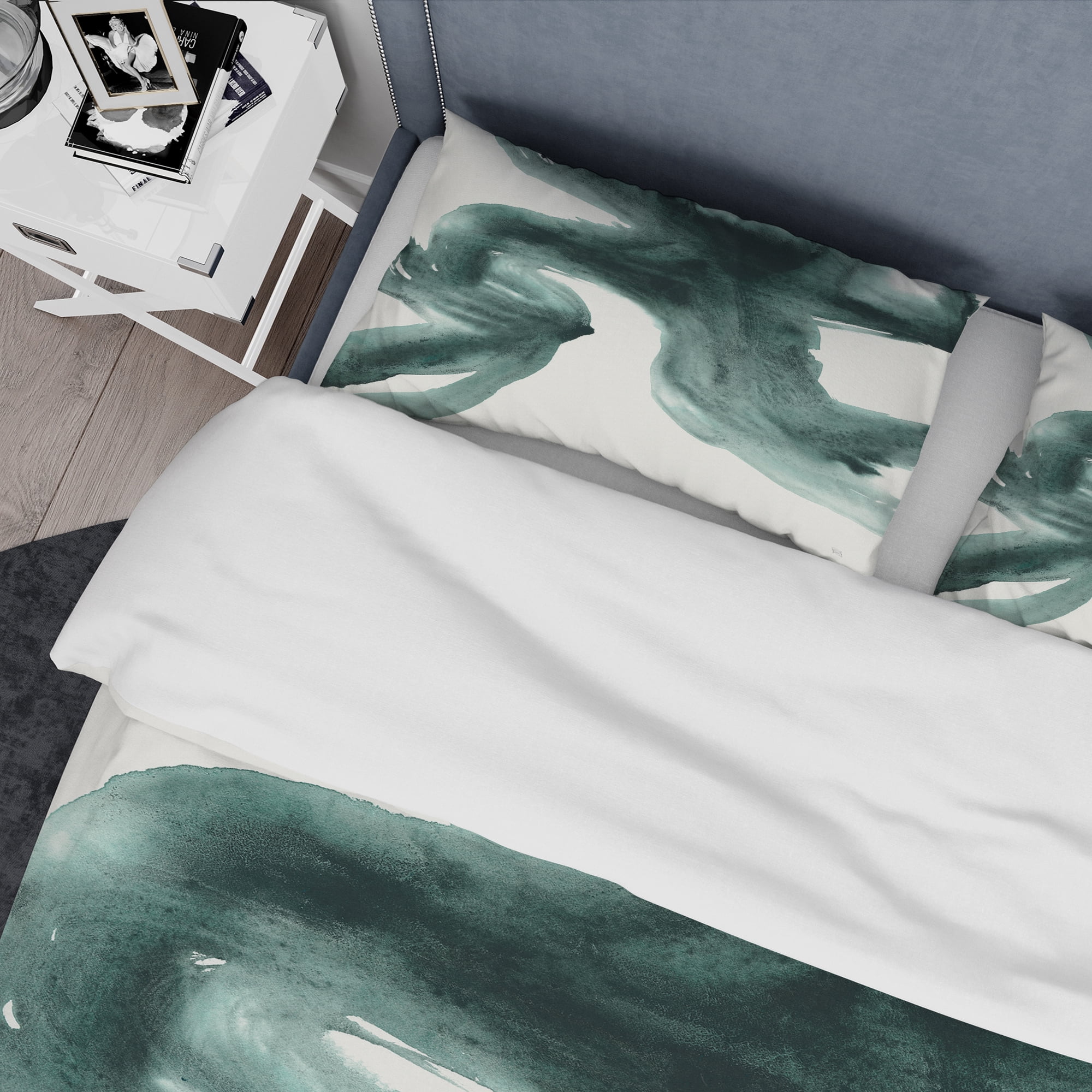 Designart 'Gouache Green on Gray II' Geometric Duvet Cover Set