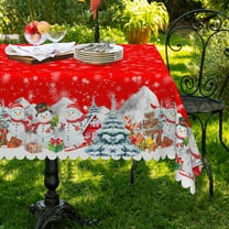 Nanqianyi Christmas White Snowflake Tablecloth 54×72 Inch, Winter XMAS Tree Snowman Decoration, Red Washable Table Cloths for Family Gatherings Dinner