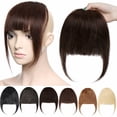 thumbnail image 2 of Benehair Clip In 100% Human Hair Extensions Bangs Fringe 100% Real Remy Hair Thick Neat Bangs Front Hairpiece Woman Brown 3 Clips, 2 of 10