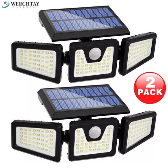 WERCHTAY 2 Pack LED Motion Sensor Solar Lights ,Outdoor IP65 Waterproof Security Lamp