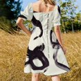 thumbnail image 3 of Vestido de manga corta con caligrafía negra de Joan Miro traje de verano para mujer vestidos de novia para fiestas vestido de graduación, 3 of 6