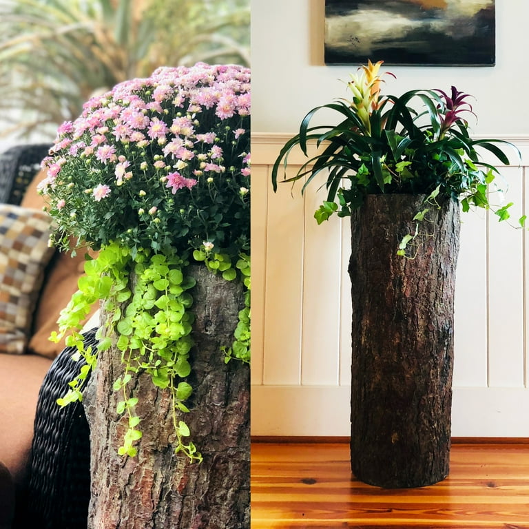 Country Corner Outdoor High Wood Garden Vintage Log Planter Stand