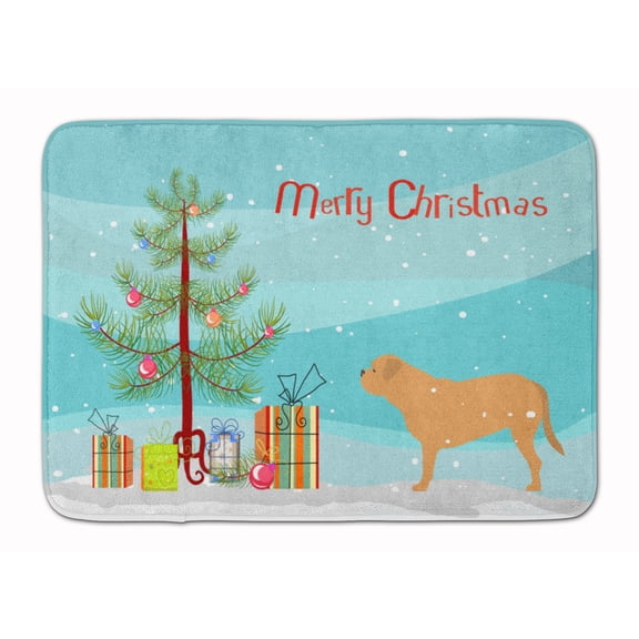 Dogue de Bordeaux Merry Christmas Tree Machine Washable Memory Foam Mat