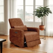 Masiis Design Leather Theater Power Recliner Chair with Footrest and USB Charging Port, Brown