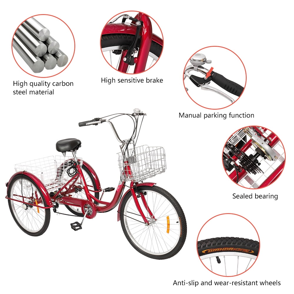 PEXMOR Adult Trike 7 Speed 24 26 Inch Tricycle for Adult Three
