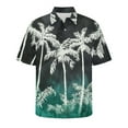 thumbnail image 5 of AHTJRT Casual Men’s Button Down Aloha Shirt with Sunset Landscape Pineapple Prints Short Sleeve Shirt Multicolor 2XL, 5 of 5