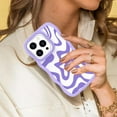 thumbnail image 4 of for iPhone 14 Pro Max Case for Women Girls, Cute Curly Wave Frame Shape Design, Solid Color Lines Water Pattern for Women, Shock-Absorbing and Fall-Resistant for iPhone 14 Pro Max 6.7"-Purple, 4 of 7