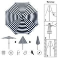 thumbnail image 5 of KAHOO 9Ft Patio Umbrella Outdoor Garden Table Patio Folding 8 Ribs Adjustable Crank Deck Backyard Black Stripe, 5 of 5