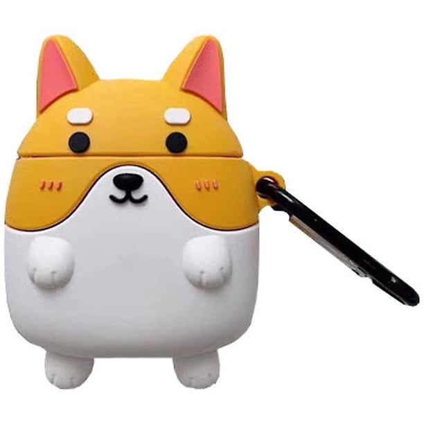 2 piezas de fundas protectoras para auriculares Airpods con diseño de perro Corgi estéreo de dibujos animados, accesorios de carga inalámbrica para auriculares Airpods de silicona suave.