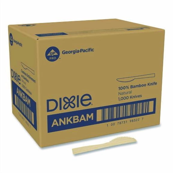 Bamboo Cutlery, Mediumweight Knife, Paper, Light Golden, 100/Pack, 10 Packs/Carton