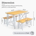 thumbnail image 4 of Ktaxon Farmhouse Dining Table Set for 4, 47.2" Rectangle Dining Table with 2 Benches, Modern Rectangle Dining Set 3 Pieces for Small Spaces, Apartment Friendly, White Natural, 4 of 11