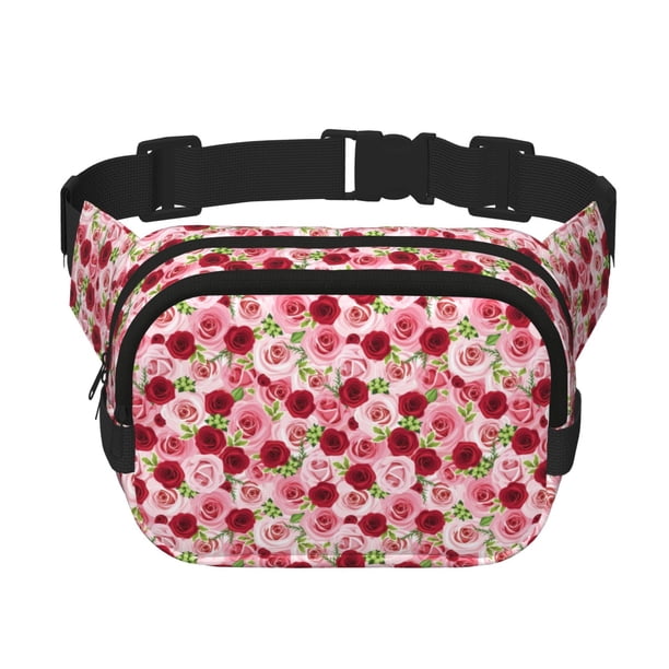 Balery Rose Flowers Mochila Cinturón para Mujeres y Hombres, Bolsa de Cintura Impermeable de Doble Capa con Correa