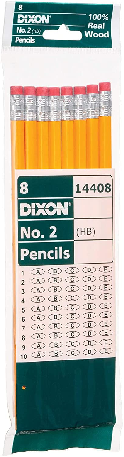 Black Core Dixon No 8-Count Wood-Cased 2 HB Soft 14408 2 Yellow Pencils - New 