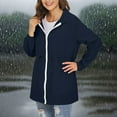 thumbnail image 2 of CENGNIAN No Boundaries Women's Lightweight Hooded Rain Jacket,Ladies Waterproof Windbreaker with Adjustable Waist,Outdoor Casual Trench Coat For Women,Navy,Size S, 2 of 7