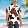 thumbnail image 2 of Lsque Brown Black Cow pattern Hawaiian Shirt for Men, Unisex Summer Beach Casual Short Sleeve Button Down Shirts-Medium, 2 of 9