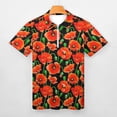 thumbnail image 3 of Red Poppies on Black Men Zipper T-shirt Summer Casual Short Sleeve T-shirt Top, 3 of 7