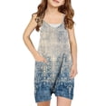 thumbnail image 1 of Odeerbi 5-13 Años Niñas Pantalones Cortos de Verano Traje Retro Impresión Camisola Romper Casual Transpirable Cómodo Suspensión Combinados Pantalones Cortos En General, 1 of 4