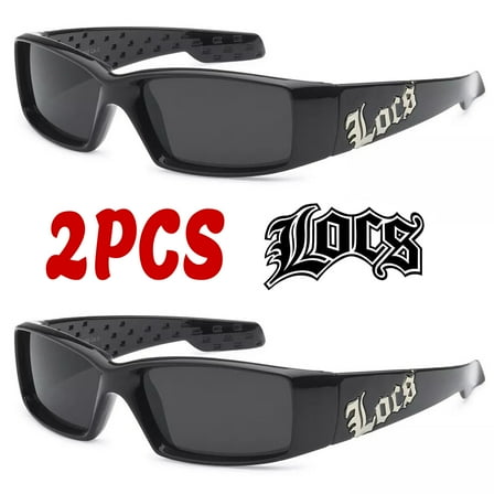 Locs 2 Pack Deal Hardcore Fashion HipHop Black Lowrider Designer Shades Sunglasses 9052