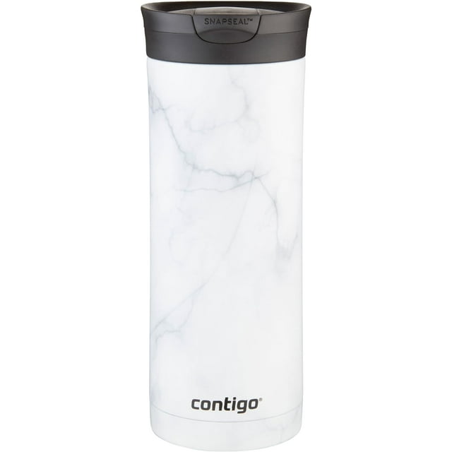 Contigo Huron 2.0 Couture Stainless Steel Travel Tumbler, Vacuum-Insulated Metal Tumbler for Coffee and Tea with Leak-Proof Lid, White Marble, 20 oz (591 mL)